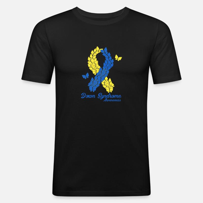 Down-Syndrom-Bewusstsein - Männer Slim Fit T-Shirt - Schwarz