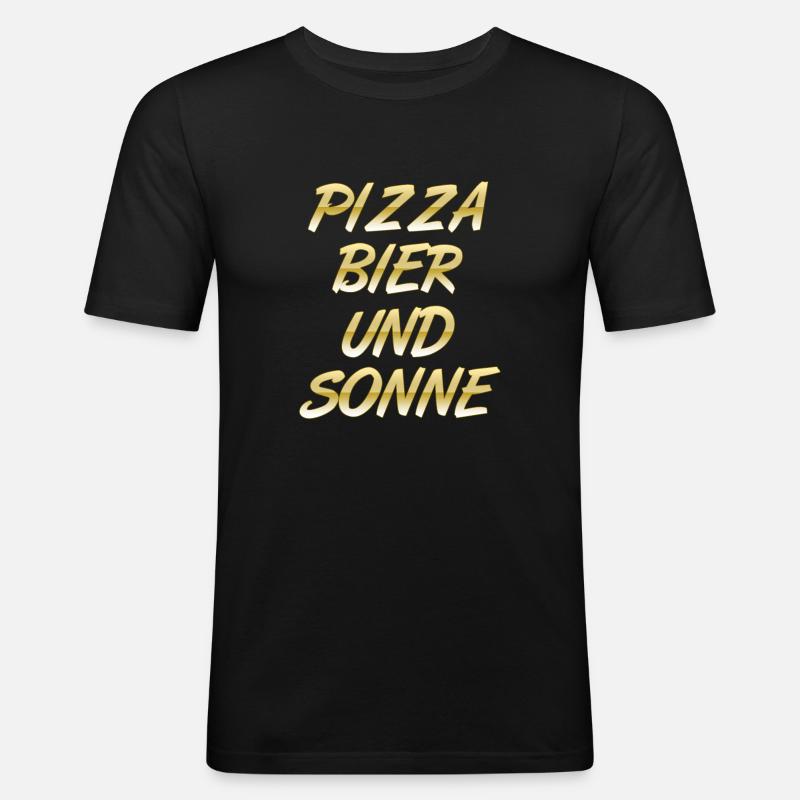 Pizza - Männer Slim Fit T-Shirt - Schwarz