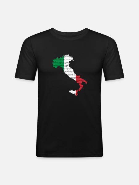 Italy many languages - Men's Slim Fit T-Shirt - black