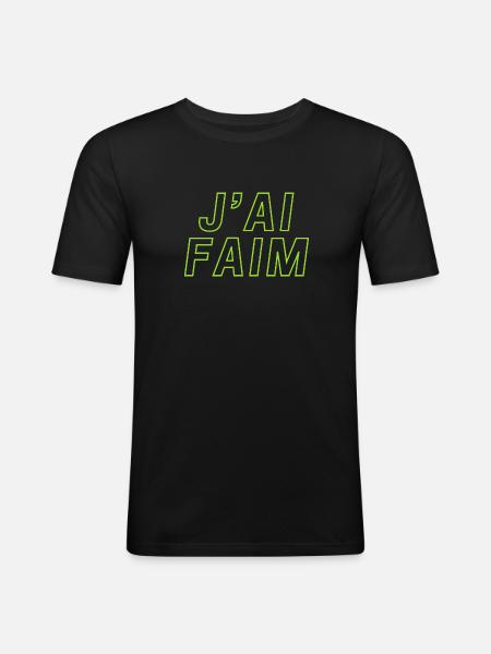 j'ai faim - T-shirt près du corps Homme - noir