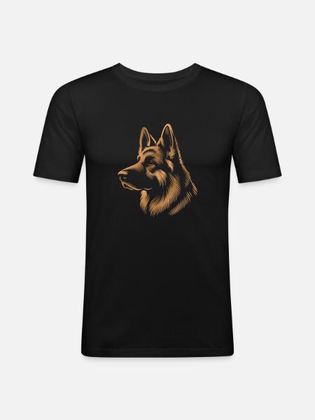 Deutscher Schäferhund Kopf gold kupfer - Männer Slim Fit T-Shirt - Schwarz