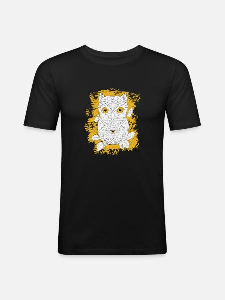 GOLDEN OWL LINEAR - Men's Slim Fit T-Shirt - black
