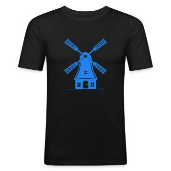 Moulin à vent - T-shirt près du corps Homme - noir - Devant - Nik (191cm)