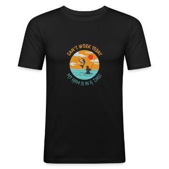 Ne peut pas travailler aujourd’hui Mon bras est dans un plâtre - T-shirt près du corps Homme - noir - Devant - Nik (191cm)