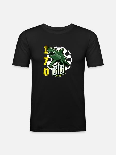 Gros poisson Fléchettes Requin - T-shirt près du corps Homme - noir