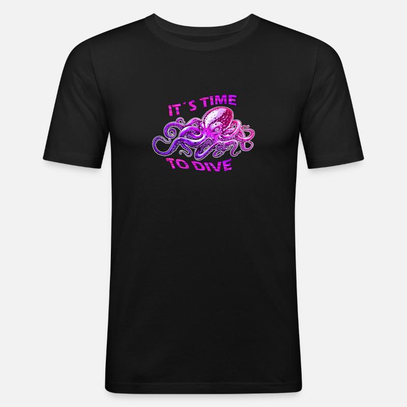 Octopus Diving Diver - Men's Slim Fit T-Shirt - black
