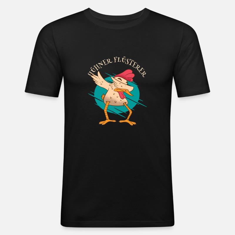 Dabbing Hühner Fluesterer - Männer Slim Fit T-Shirt - Schwarz