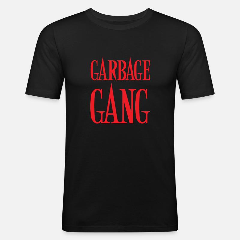 Müllwagen - Männer Slim Fit T-Shirt - Schwarz