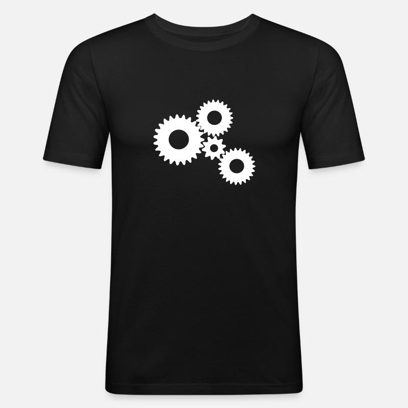 Zahnräder/Getriebe/Gear - Männer Slim Fit T-Shirt - Schwarz