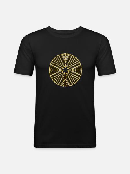 Chartres Labyrinth Long Way 3 - Men's Slim Fit T-Shirt - black