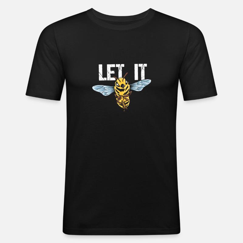 Biene | Let It Bee - Männer Slim Fit T-Shirt - Schwarz