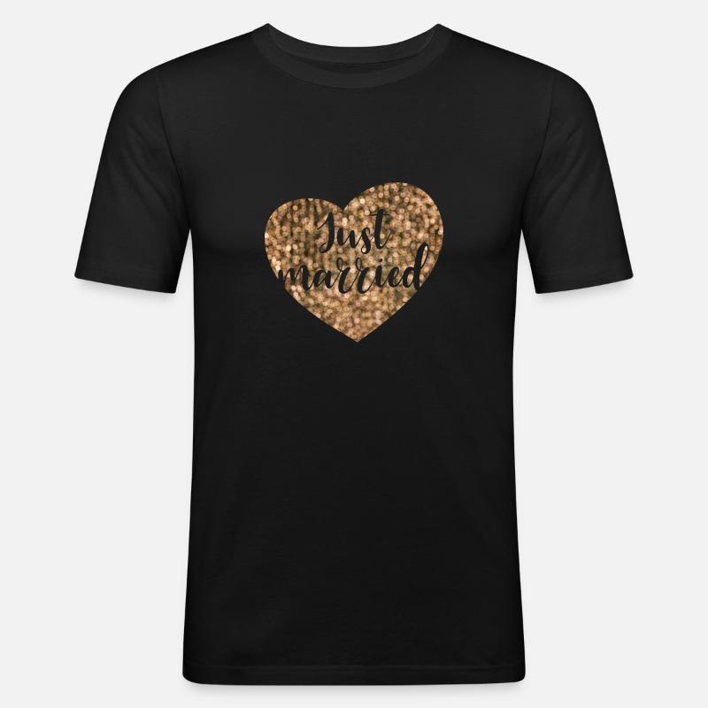 just married herz glam - Männer Slim Fit T-Shirt - Schwarz