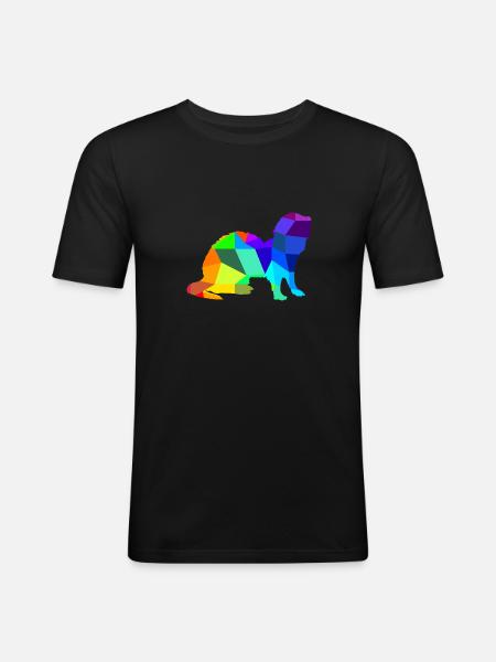 Ferret Rainbow Animals Polygon - Men's Slim Fit T-Shirt - black