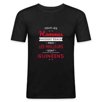 Hommes égaux les meilleurs sont Guinéens - T-shirt près du corps Homme - noir - Devant - Nik (191cm)