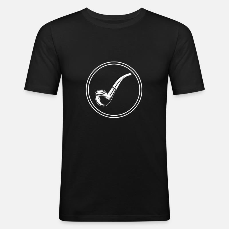 Pfeife rauchen - Männer Slim Fit T-Shirt - Schwarz