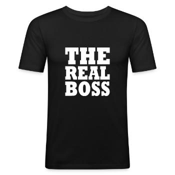 The real boss - Männer Slim Fit T-Shirt - Schwarz - Vorne - Nik (191cm)