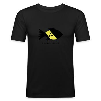 blindfisch fisch blind doof depp blinder - Männer Slim Fit T-Shirt - Schwarz - Vorne - Nik (191cm)