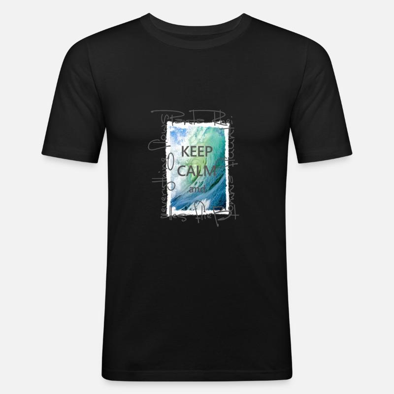 Keep Calm and everything flows - Männer Slim Fit T-Shirt - Schwarz