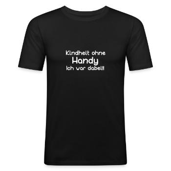 2508 Kindheit ohne Handy - Männer Slim Fit T-Shirt - Schwarz - Vorne - Nik (191cm)