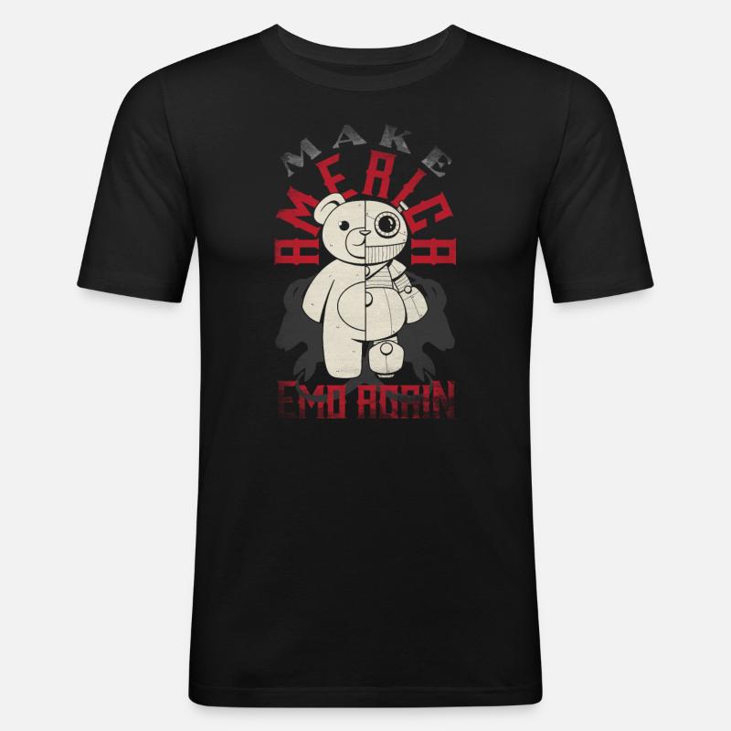 Emoticon Make America Emo Again Emocore Aesthetic - Männer Slim Fit T-Shirt - Schwarz