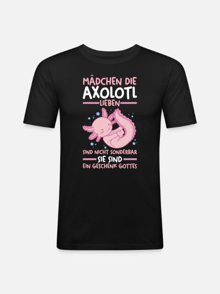 Axolotl - Männer Slim Fit T-Shirt - Schwarz