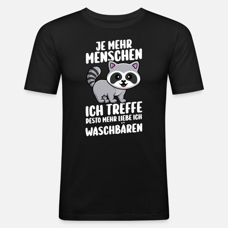 Waschbär - Männer Slim Fit T-Shirt - Schwarz