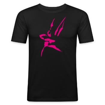 Abstrakt TUSCHE / Pink - Männer Slim Fit T-Shirt - Schwarz - Vorne - Nik (191cm)
