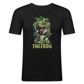 THC Kiffen Gras Weed Frog Grasfrosch - Männer Slim Fit T-Shirt - Schwarz - Vorne - Nik (191cm)