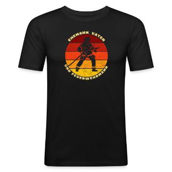 Ehemann Vater Feuerwehrmann - Männer Slim Fit T-Shirt - Schwarz - Vorne - Nik (191cm)