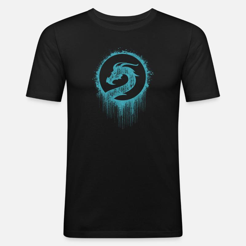 Tattoo Drache Wikinger - Männer Slim Fit T-Shirt - Schwarz