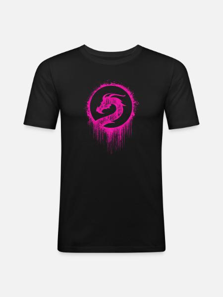 Drache Wikinger - Männer Slim Fit T-Shirt - Schwarz