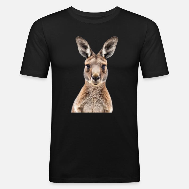 Känguru - Männer Slim Fit T-Shirt - Schwarz