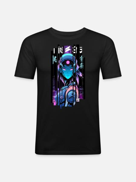 Cyborg Woman Futuristic Robot - Men's Slim Fit T-Shirt - black