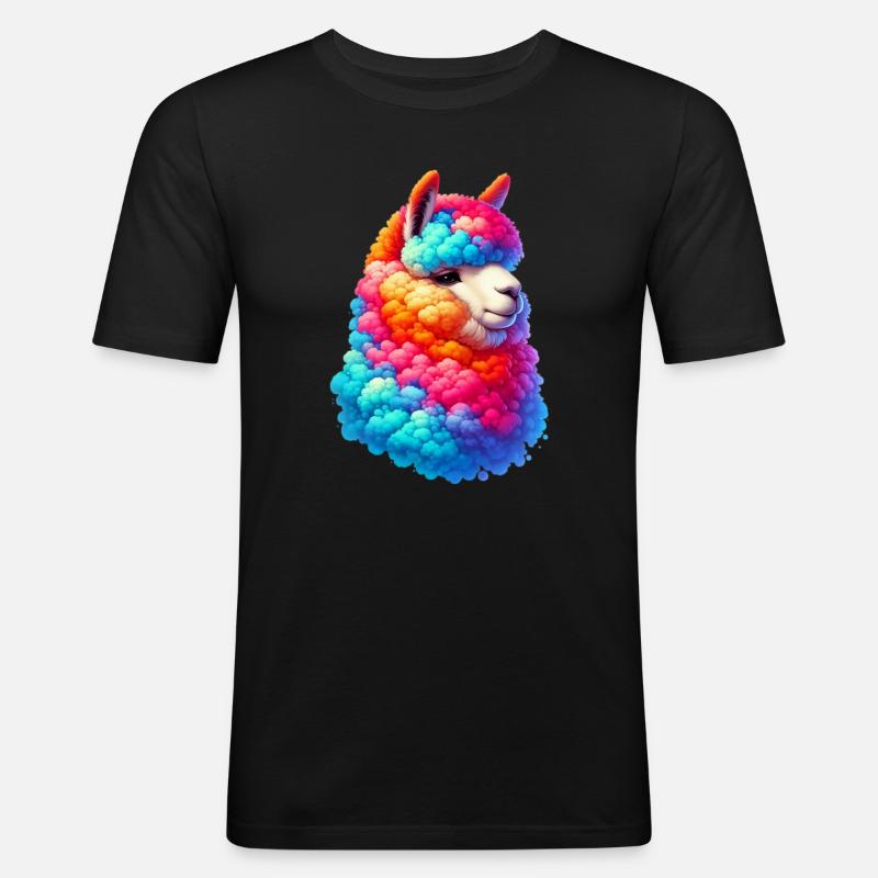 Alpaka - Männer Slim Fit T-Shirt - Schwarz