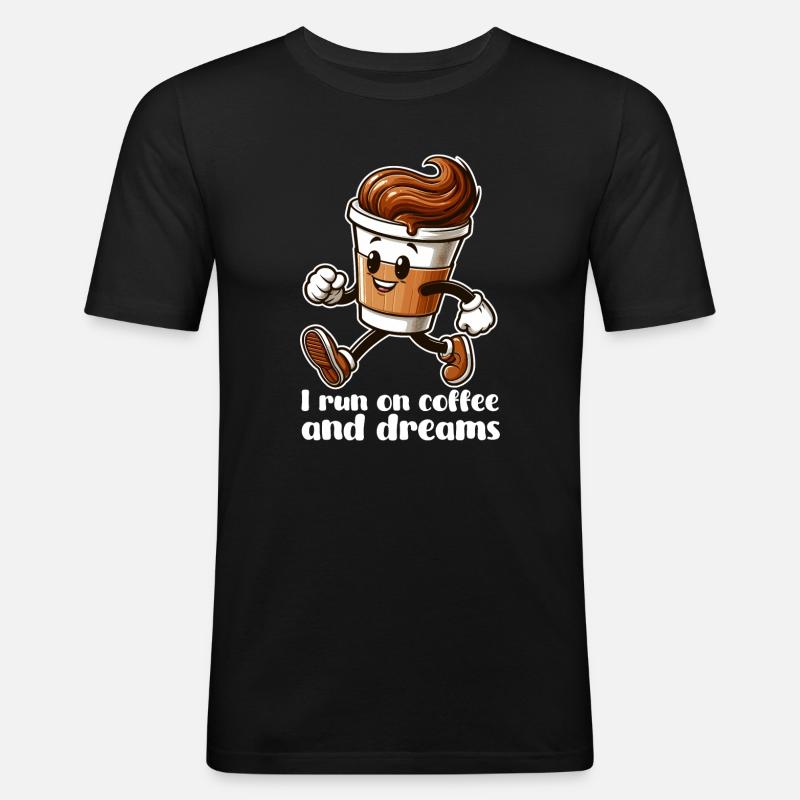 Kaffee Träume Geschenk - Männer Slim Fit T-Shirt - Schwarz