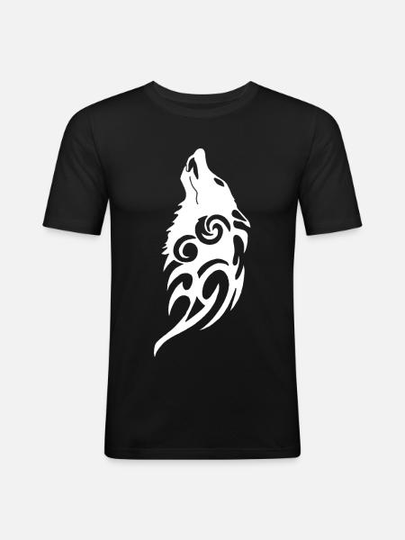 Ghost Wolf of the Forest - Men's Slim Fit T-Shirt - black