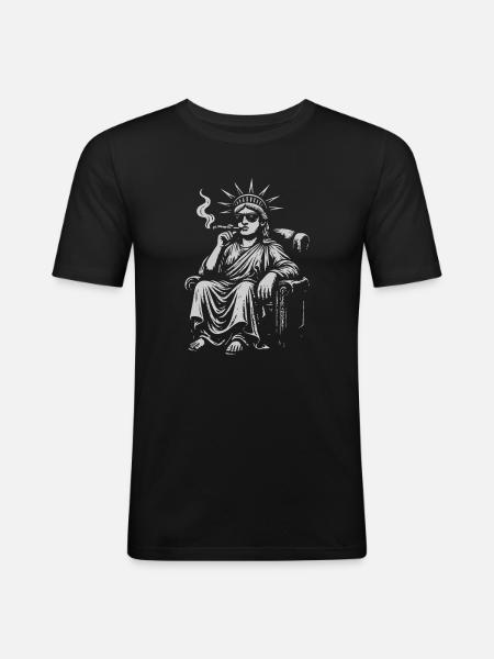 Liberty Smoke Icon - Rebel Parody - Men's Slim Fit T-Shirt - black