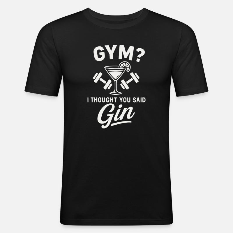 Gym oder Gin ? - Männer Slim Fit T-Shirt - Schwarz