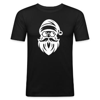 Ho Ho Hipster Père Noël Style de tatouage - T-shirt près du corps Homme - noir - Devant - Nik (191cm)