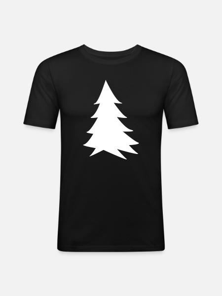 White Fir Minimalist Silhouette - Men's Slim Fit T-Shirt - black