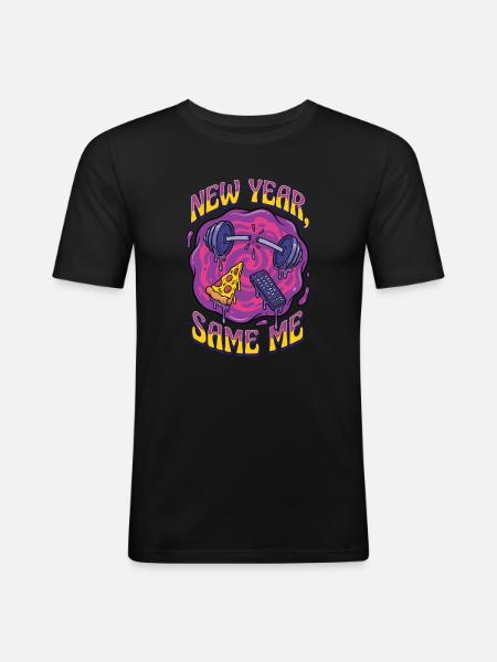 Nouvelle année, la même moi - T-shirt près du corps Homme - noir