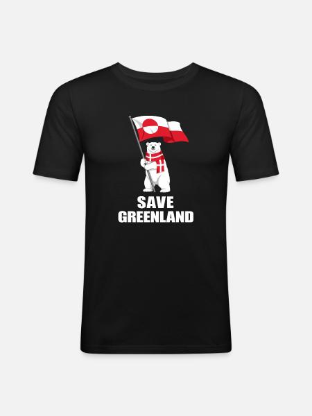 Polar Bear Flag Save Greenland - Men's Slim Fit T-Shirt - black