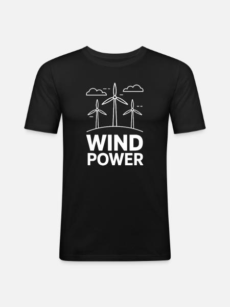  Wind Power Windkraft Erneuerbare Energie - Männer Slim Fit T-Shirt - Schwarz