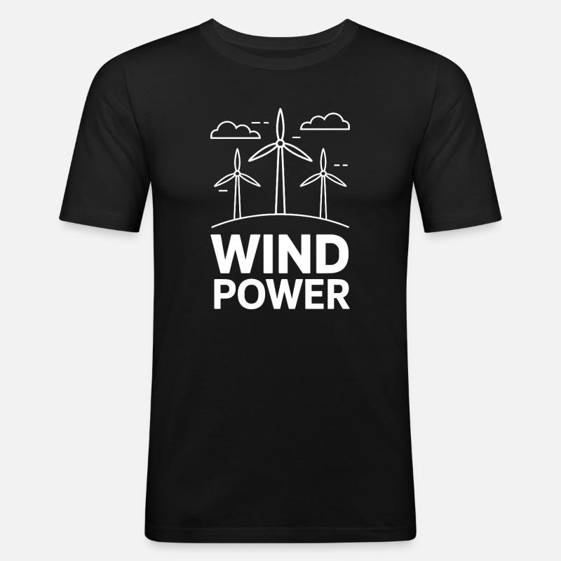 Wind Power Windkraft Erneuerbare Energie - Männer Slim Fit T-Shirt - Schwarz