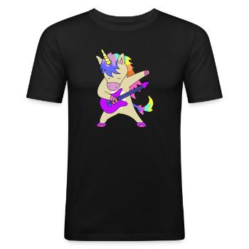 Unicorn with Guitar | funny pictures, concert - Men's Slim Fit T-Shirt - black - Front - Nik (191cm)