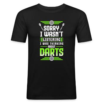 Dartspieler Darts Turnierspieler Dartmannschaft - Männer Slim Fit T-Shirt - Schwarz - Vorne - Nik (191cm)