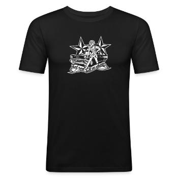 Hod Rod - race flag rockabella - Männer Slim Fit T-Shirt - Schwarz - Vorne - Nik (191cm)