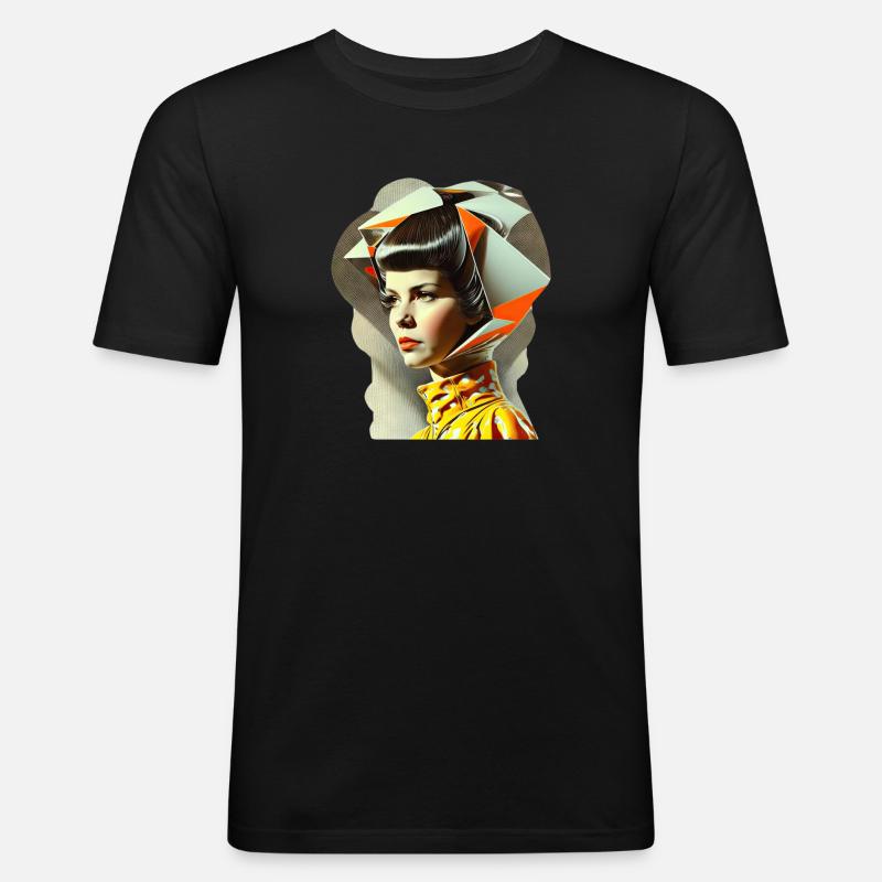 Retro Flash No45 - Männer Slim Fit T-Shirt - Schwarz