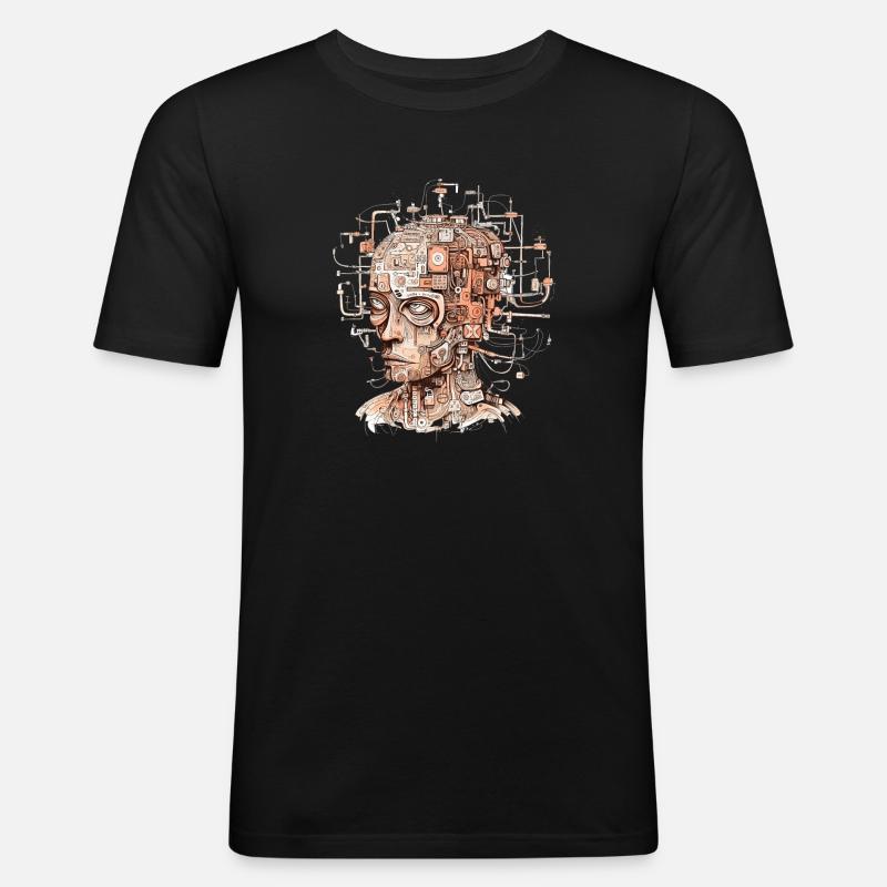 Abstrakter Geist - Männer Slim Fit T-Shirt - Schwarz