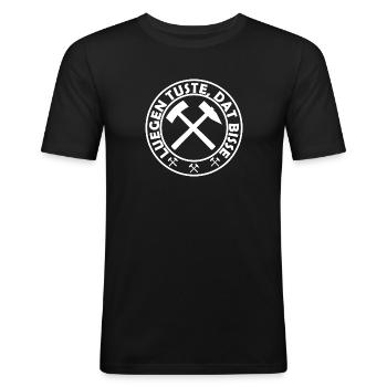 Lügen Tuste Dat Bisse Ruhrpott Schlägel Und Eisen - Männer Slim Fit T-Shirt - Schwarz - Vorne - Nik (191cm)